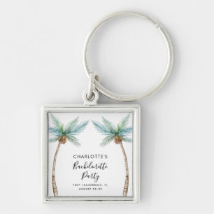 Watercolor Palm Trees Bachelorette Party Favour Key Ring