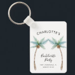 Watercolor Palm Trees Bachelorette Party Swag Key Ring<br><div class="desc">Elevate your bachelorette weekend vibes with our custom palm tree keychain. Picture this: lush, tropical palm fronds swaying gently, printed on this magnet, ready to add a touch of paradise to your celebration. Personalize them with the bride-to-be's name, your dreamy destination, and the unforgettable date, making each magnet a cherished...</div>