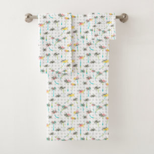 Watercolor Palm Trees Bath Towel Set