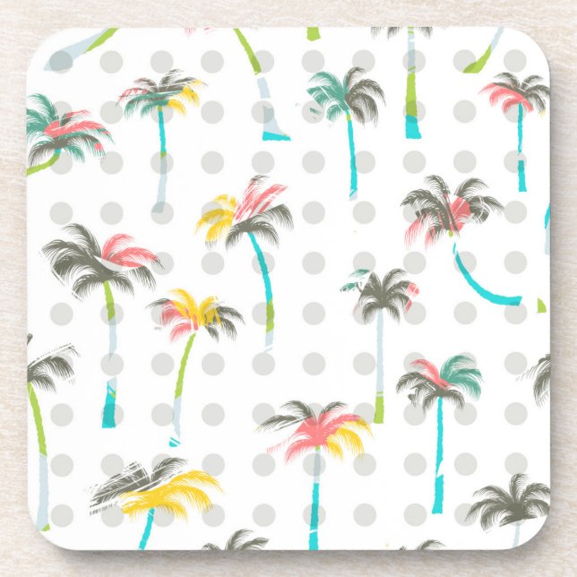 Watercolor Palm Trees Coaster (Front)