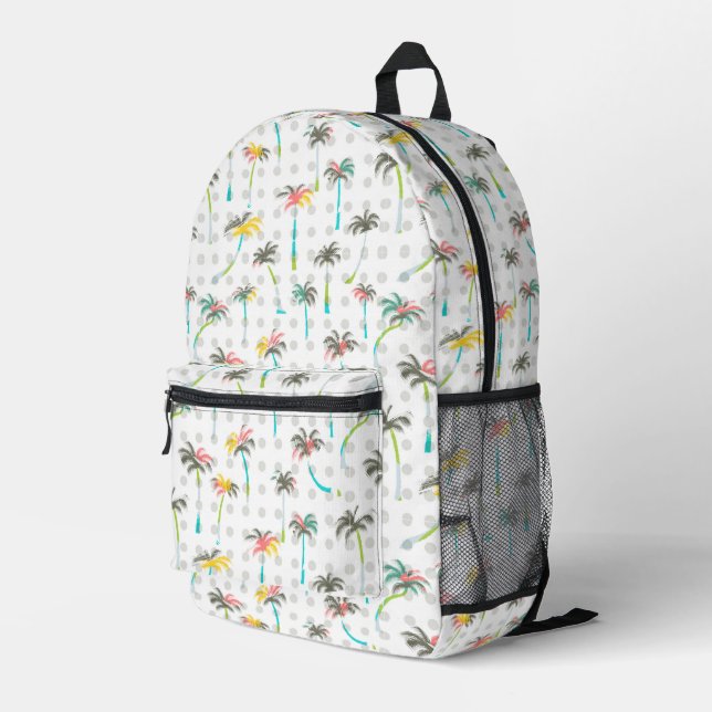 Watercolor Palm Trees Printed Backpack (Back Corner Right)