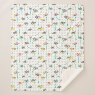 Watercolor Palm Trees Sherpa Blanket