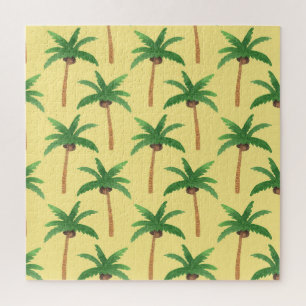 Watercolor palm trees, tropical background. jigsaw puzzle