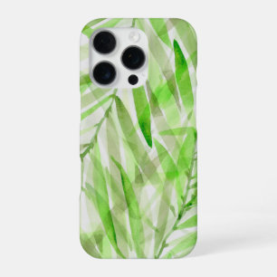 Watercolor Palms Hawaiian Tropical in Lime Green iPhone 16 Pro Case