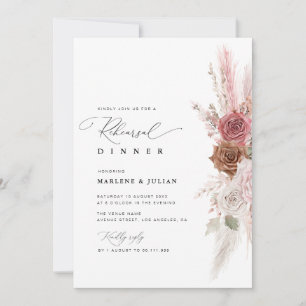 watercolor pampas dusty rose wedding invitation