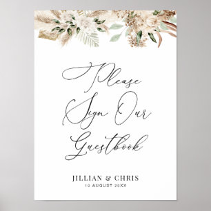 watercolor pampas floral guestbook sign