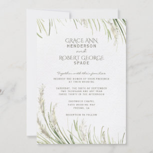 Watercolor Pampas Grass Wedding Invitation