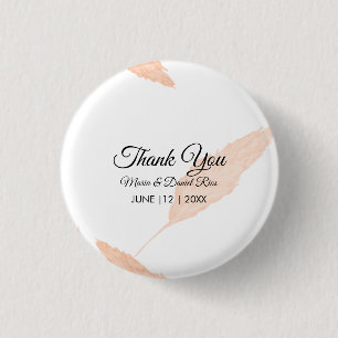 Watercolor Pampas Leaf Silhouette Wedding 3 Cm Round Badge