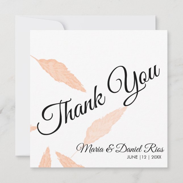 Watercolor Pampas Leaf Silhouette Wedding  Card (Front)