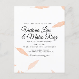 Watercolor Pampas Leaf Silhouette Wedding Invitati Postcard