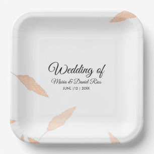 Watercolor Pampas Leaf Silhouette Wedding    Paper Plate
