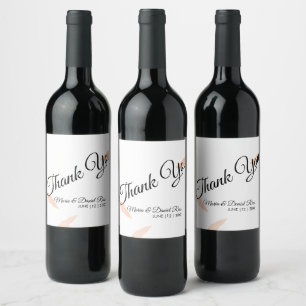 Watercolor Pampas Leaf Silhouette Wedding Wine Label