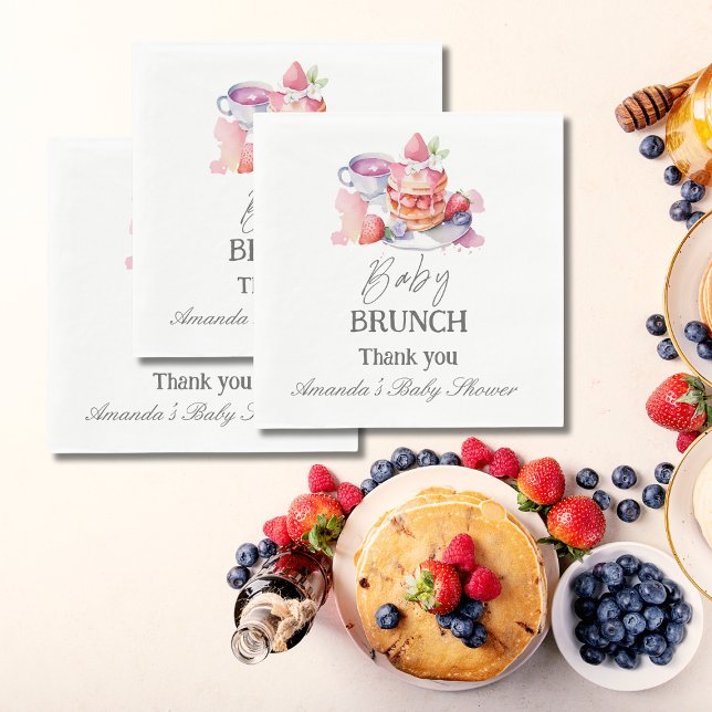 Watercolor Pancake Baby Brunch Shower Napkin (Creator Uploaded)