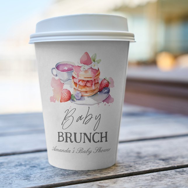 Watercolor Pancake Baby Brunch Shower Paper Cups (Creator Uploaded)
