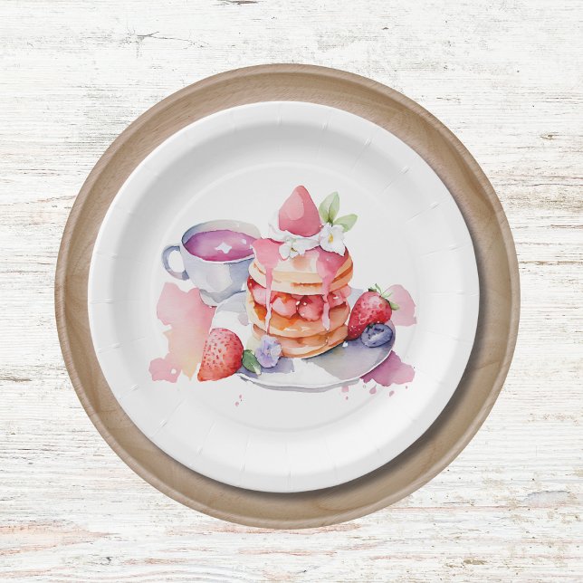 Watercolor Pancake Baby Brunch Shower Paper Plate (Creator Uploaded)
