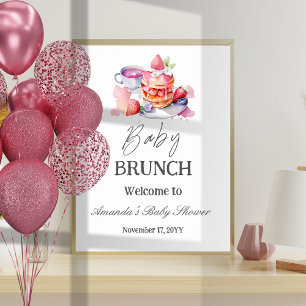 Watercolor Pancake Baby Brunch Shower Welcome Poster