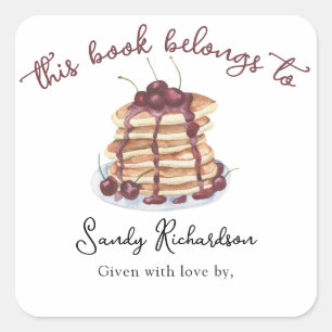 Watercolor Pancakes Baby Shower bookplate Square Sticker