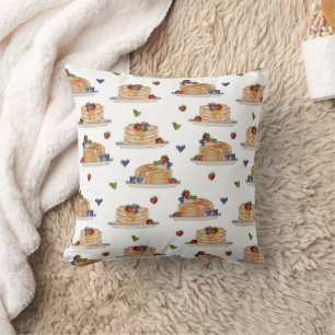 Watercolor Pancakes Berries Breakfast Brunch  Cushion