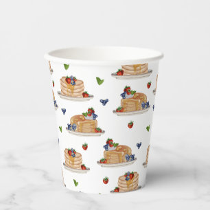 Watercolor Pancakes Berries Breakfast Brunch  Paper Cups