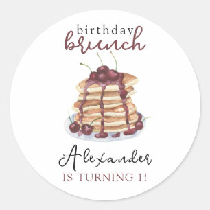 Watercolor Pancakes Birthday Party Classic Round Sticker
