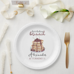 Watercolor Pancakes Birthday Party Paper Plate