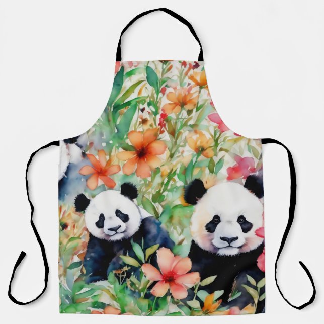 Watercolor Panda Bear Apron (Front)