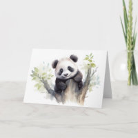Watercolor Panda Bear Birthday