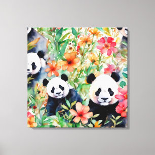 Watercolor Panda Bear Canvas Print