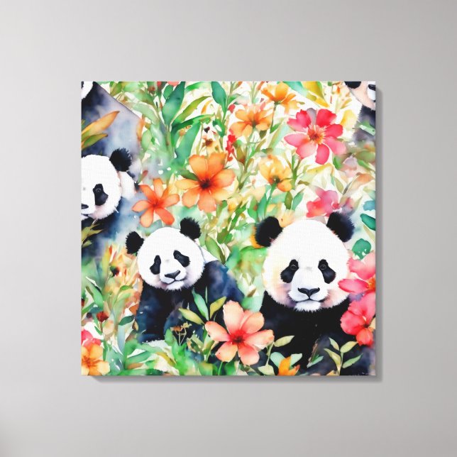 Watercolor Panda Bear Canvas Print (Front)
