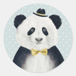 Watercolor Panda Bear Classic Round Sticker