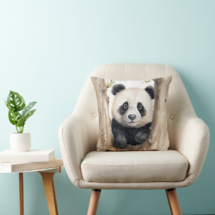 Watercolor Panda Bear  Cushion