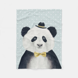 Watercolor Panda Bear Fleece Blanket