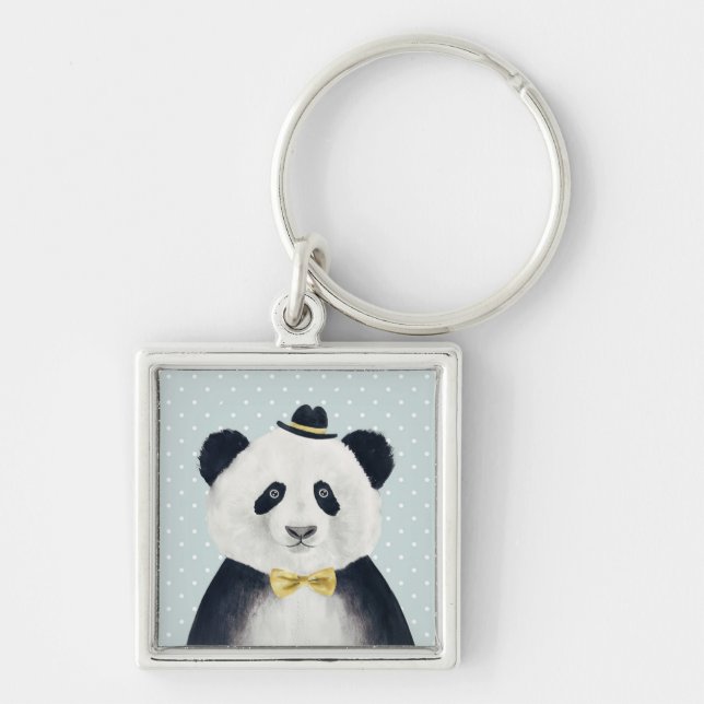 Watercolor Panda Bear Key Ring (Front)