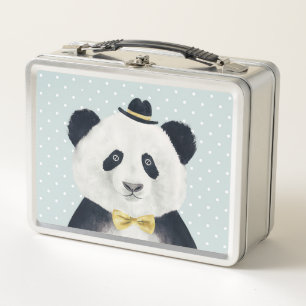 Watercolor Panda Bear Metal Lunch Box