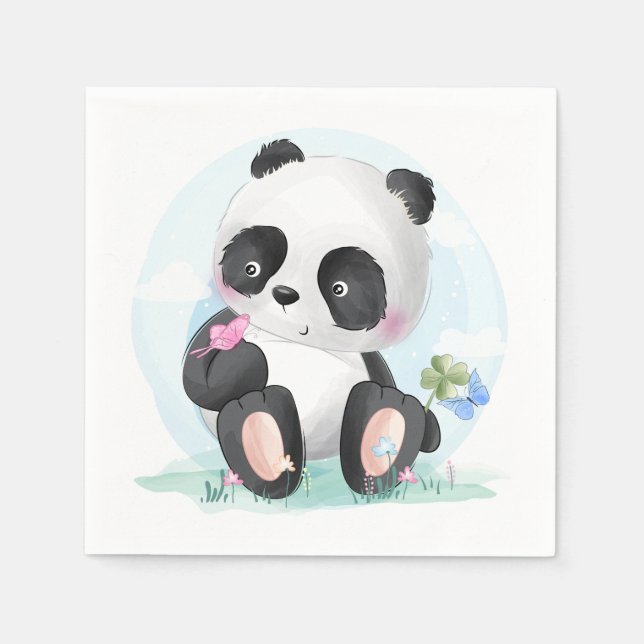 Watercolor Panda Bear Napkin (Front)
