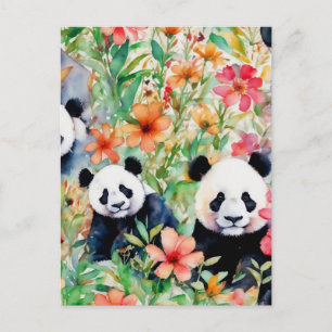 Watercolor Panda Bear Postcard
