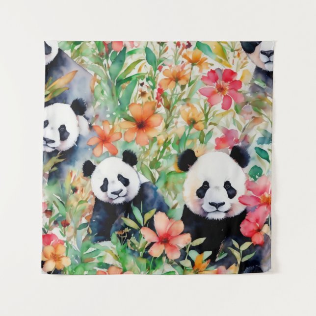 Watercolor Panda Bear Tapestry (Front)
