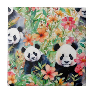 Watercolor Panda Bear Tile