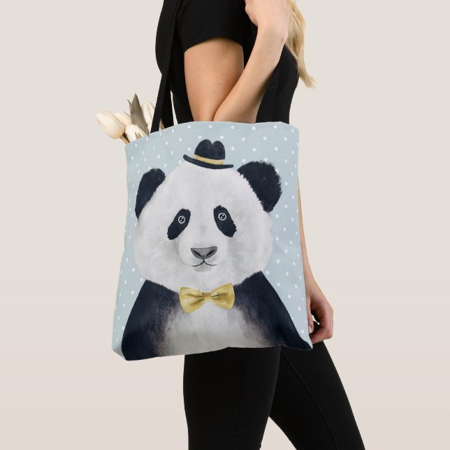 Watercolor Panda Bear Tote Bag (Close Up)