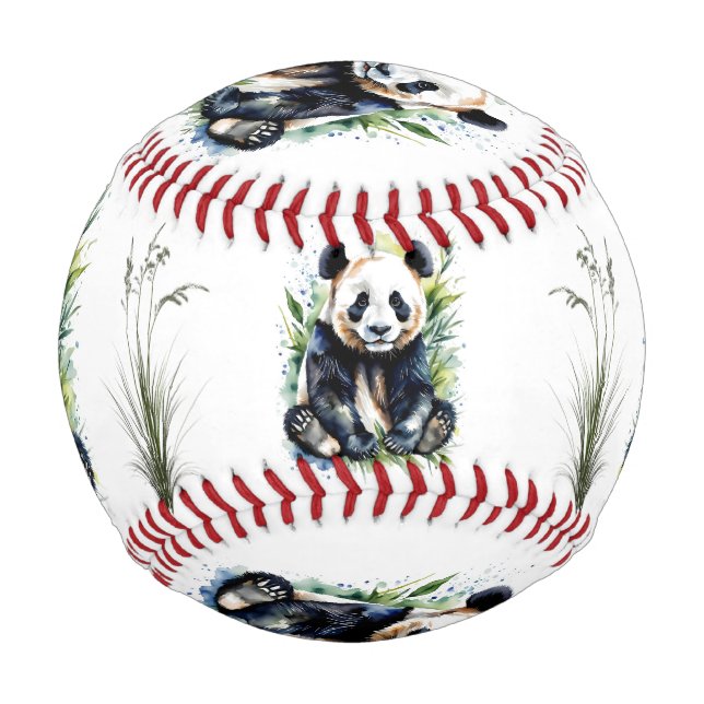  Watercolor Panda Bears  Baseball (Front)