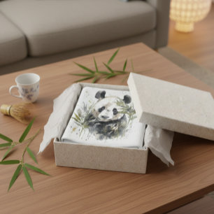Watercolor Panda Garden Tea Towel