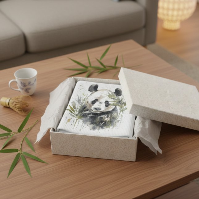 Watercolor Panda Garden Tea Towel (Creator Uploaded)