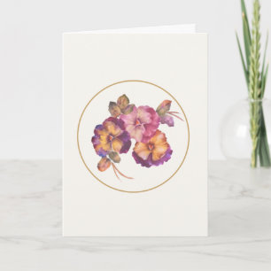 Watercolor Pansy Flower Blooms Note Card