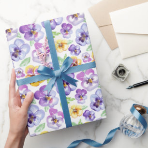 Watercolor Pansy Flowers  Wrapping Paper