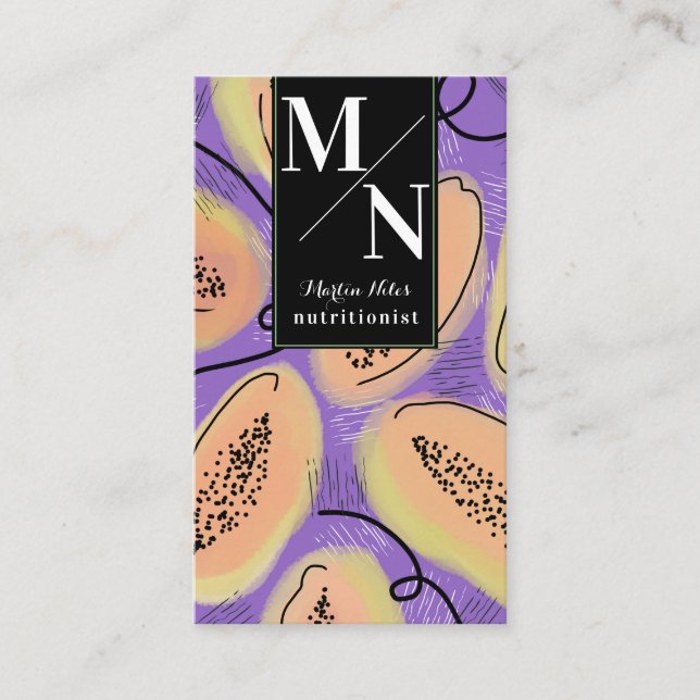 Watercolor Papaya Bold Nutritionist Salad Healthy Business Card (Front)
