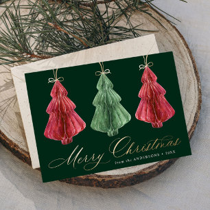 Watercolor Paper Christmas Trees Non-Photo Holiday Card