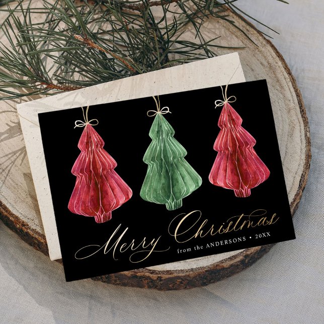 Watercolor Paper Christmas Trees Non-Photo Holiday Card (Creator Uploaded)