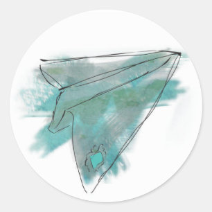 Watercolor Paper plane sticker