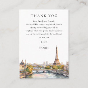Watercolor Paris France Wedding Thank You Place Card