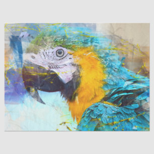 Watercolor Parrot  Decoupage Wall Art Tissue Paper